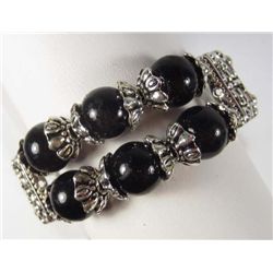 10483 - TIBETAN SILVER JADE BRACELET