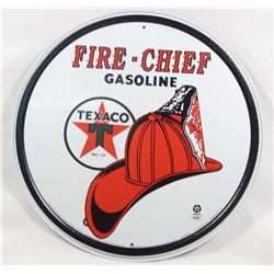 10125 - FIRE CHIEF GASOLINE ROUND METAL SIGN