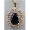 Image 1 : 11328 - GOLD PLATED EMERALD AND WHITE TOPAZ PENDANT W/ CHAIN