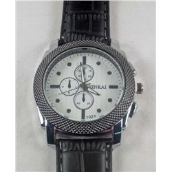 11270 - MEN'S ANALOG WRIST WATCH W/ LEATHER BAND - FACE MARKED XINKAI