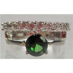 11213 - WHITE GOLD EMERALD AND TOPAZ RING