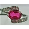 Image 1 : 11207 - WHITE GOLD PLATED RUBY AND TOPAZ RING