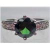 Image 1 : 11307 - WHITE GOLD PLATED EMERALD AND TOPAZ RING