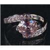Image 1 : 8616 - WHITE GOLD PLATED PINK SAPPHIRE & TOPAZ RING - SIZE 7.25