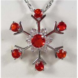 9593 - WHITE GOLD PLATED RUBY PENDANT W/ CHAIN