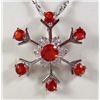 Image 1 : 9593 - WHITE GOLD PLATED RUBY PENDANT W/ CHAIN