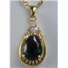 Image 1 : 11186 - GOLD PLATED EMERALD AND TOPAZ PENDANT W/ CHAIN