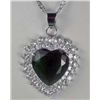 Image 1 : 11320 - WHITE GOLD PLATED EMERALD AND TOPAZ PENDANT W/ CHAIN
