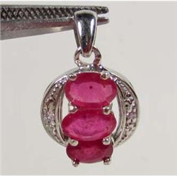 9519 - WHITE GOLD OVER STERLING SILVER REDDISH PINK RUBY & TOPAZ PENDANT