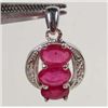 Image 1 : 9519 - WHITE GOLD OVER STERLING SILVER REDDISH PINK RUBY & TOPAZ PENDANT