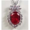 Image 1 : 9261 - WHITE GOLD PLATED GARNET & WHITE TOPAZ PENDANT W/ CHAIN