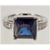 Image 1 : 9301 - WHITE GOLD PLATED SAPPHIRE & WHITE TOPAZ RING