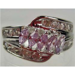 11209 - WHITE GOLD PLATED AMETHYST AND TOPAZ RING