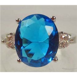 11214 - WHITE GOLD PLATED SAPPHIRE AND TOPAZ RING