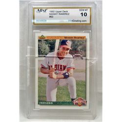 11274 - 1992 UPPER DECK #63 MANNY RAMIREZ BASEBALL CARD - MINT GRADING GEM MT 10