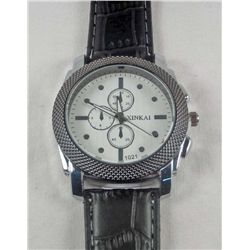 11267 - MEN'S ANALOG WRIST WATCH W/ LEATHER BAND - FACE MARKED XINKAI