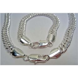11259 - STERLING SILVER MEN'S NECKLACE AND BRACELET SET  - UNTESTED BY US