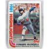 Image 1 : 11286 - 1982 TOPPS #6 FERNANDO VALENZUELA BASEBALL CARD