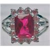 Image 1 : 11314 - WHITE GOLD PLATED RUBY AND TOPAZ RING