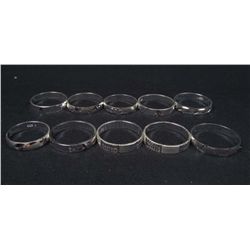11065 - SET OF 10 SILVER RINGS MARKED .925