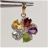 Image 1 : 9490 - 14K GOLD OVER STERLING SILVER AMETHYST, CITRINE, RHODOLITE GARNET PENDANT