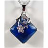 Image 1 : 10338 - 14K WHITE GOLD PLATED SAPPHIRE AND WHITE TOPAZ PENDANT