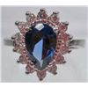 Image 1 : 11315 - WHITE GOLD PLATED SAPPHIRE AND TOPAZ RING