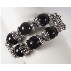10481 - TIBETAN SILVER JADE BRACELET