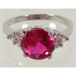 9592 - WHITE GOLD PLATED GARNET RING