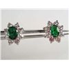 Image 1 : 9270 - WHITE GOLD PLATED EMERALD & WHITE TOPAZ EARRINGS