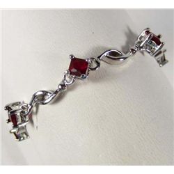 9628 - 18K WHITE GOLD PLATED GARNET BRACELET