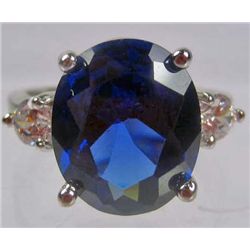 11205 - WHITE GOLD PLATED SAPPHIRE AND TOPAZ RING