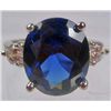 Image 1 : 11205 - WHITE GOLD PLATED SAPPHIRE AND TOPAZ RING