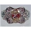 Image 1 : 11210 - WHITE GOLD PLATED PINK SAPPHIRE AND TOPAZ RING