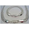 Image 1 : 11250 - STERLING SILVER MEN'S NECKLACE AND BRACELET SET  - UNTESTED BY US