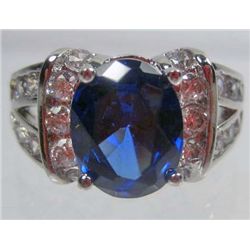 11316 - WHITE GOLD PLATED SAPPHIRE AND TOPAZ RING