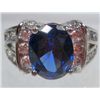 Image 1 : 11316 - WHITE GOLD PLATED SAPPHIRE AND TOPAZ RING