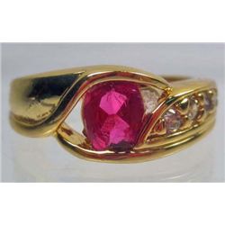 11318 - GOLD PLATED RUBY AND TOPAZ RING
