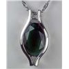 Image 1 : 11319 - WHITE GOLD PLATED EMERALD PENDANT W/ CHAIN