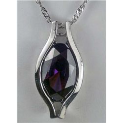 11327 - WHITE GOLD PLATED AMETHYST PENDANT W/ CHAIN
