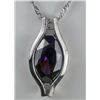Image 1 : 11327 - WHITE GOLD PLATED AMETHYST PENDANT W/ CHAIN