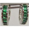 Image 1 : 11329 - PAIR OF WHITE GOLD PLATED EMERALD EARRINGS
