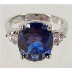 9560 - WHITE GOLD PLATED SAPPHIRE & TOPAZ RING