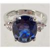 Image 1 : 9560 - WHITE GOLD PLATED SAPPHIRE & TOPAZ RING