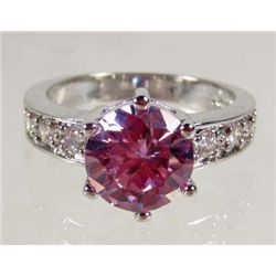9283 - WHITE GOLD PLATED TANZANITE & WHITE TOPAZ RING