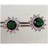 Image 1 : 9522 - WHITE GOLD PLATED ROUND GREEN EMERALD EARRINGS