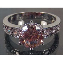 9549 - WHITE GOLD PLATED PINK SAPPHIRE RING