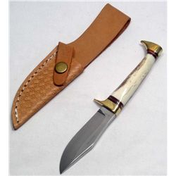 11146 - ROUGH RIDER HUNTERS BUDDY STAG HANDLE KNIFE APPROX  7"