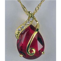 11326 - GOLD PLATED RUBY AND TOPAZ PENDANT W/ CHAIN