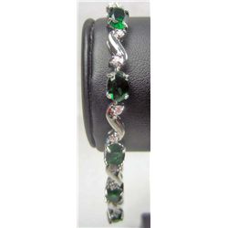 11330 - WHITE GOLD PLATED EMERALD AND TOPAZ BRACELET